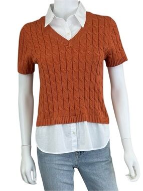 j. society Orange 100% Cotton Sweater Size S